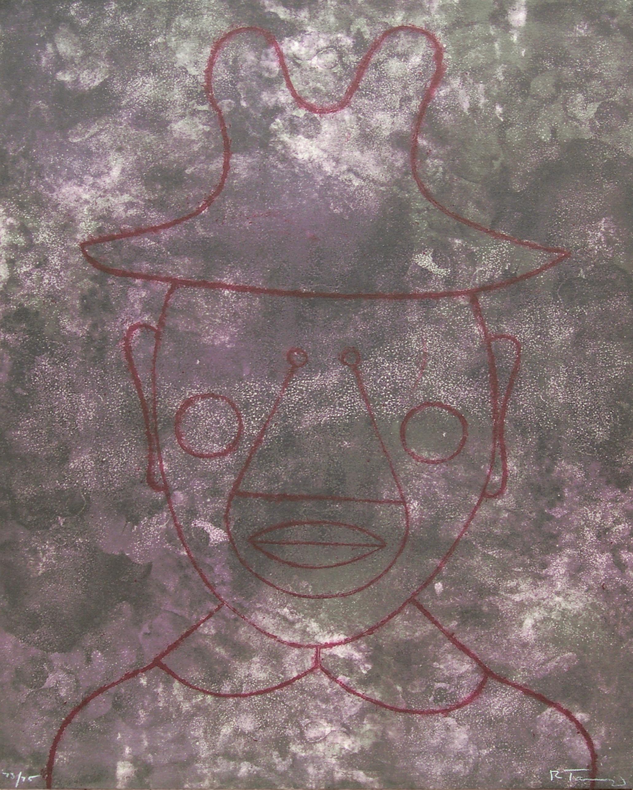 "Cabeza en Gris", Rufino Tamayo, Abstraction figurative, Lithographie, 76,2 x 55,9 cm.