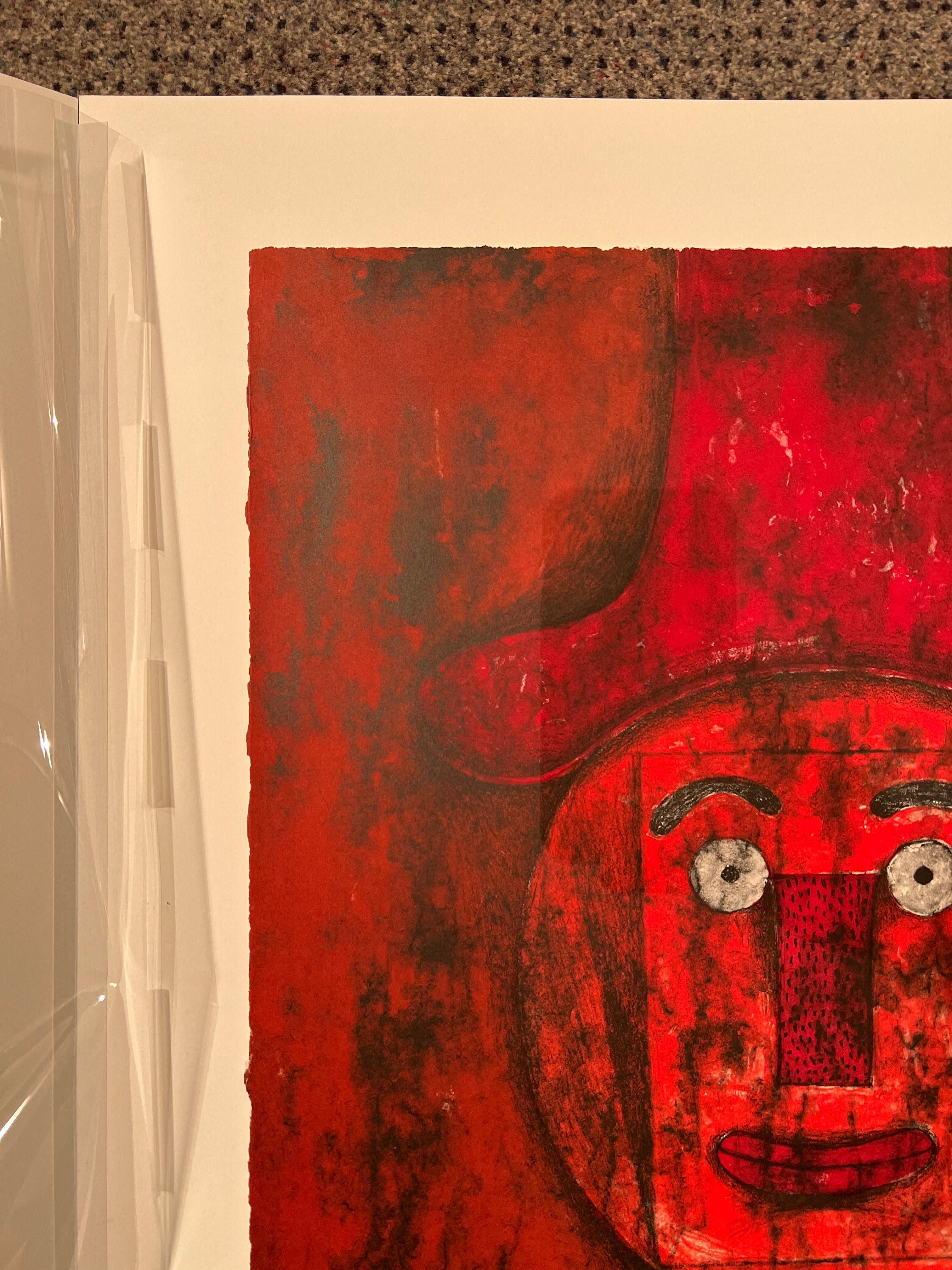 Cabeza Roja - Abstract Print by Rufino Tamayo