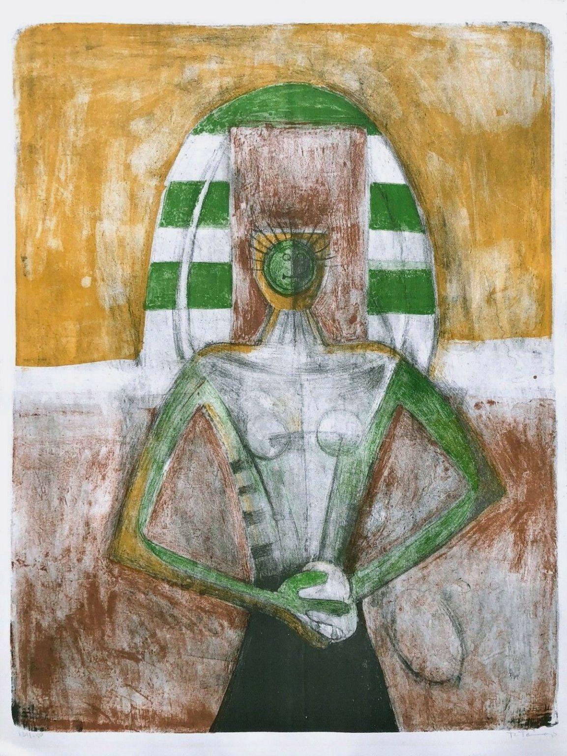 RUFINO TAMAYO (1899 - 1991) Mexican artist of Zapotecan Indian descent, combined European painting styles and Mexican folk motifs in his paintings and prints. During his career, Tamayo developed a strong interest in pre-Columbian art while working