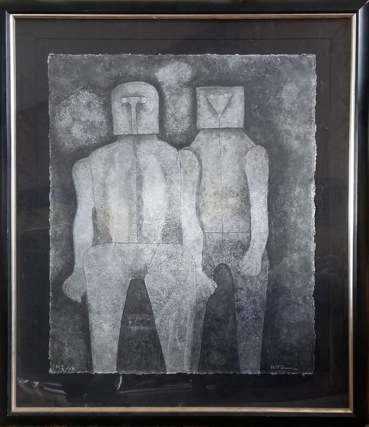 Artist: Rufino Tamayo, Mexican (1899 - 1991)
Title: Dos Hermanos (Two Brothers)
Year: 1987
Medium: Mixografia, signed and numbered in pencil
Edition: 3/18
Size: 41 x 34 in. (104.14 x 86.36 cm)
Frame Size: 55 x 47 inches