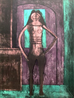 "Femme Au Collant Noir", Rufino Tamayo, Figurative Abstraction, Etching, 30x22