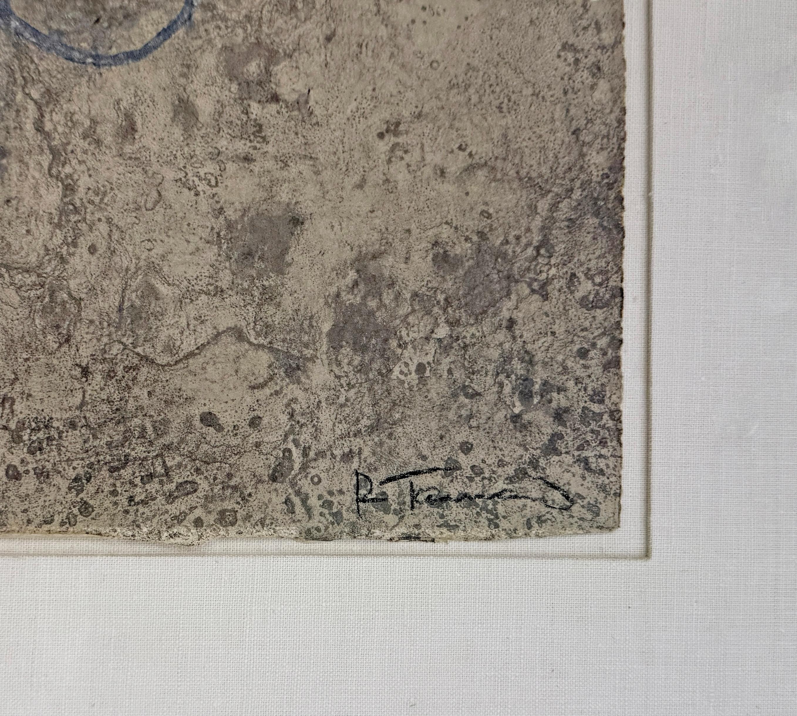 FIGURA DE HOMBRE EN AZUL CON FONDO GRIS – Print von Rufino Tamayo