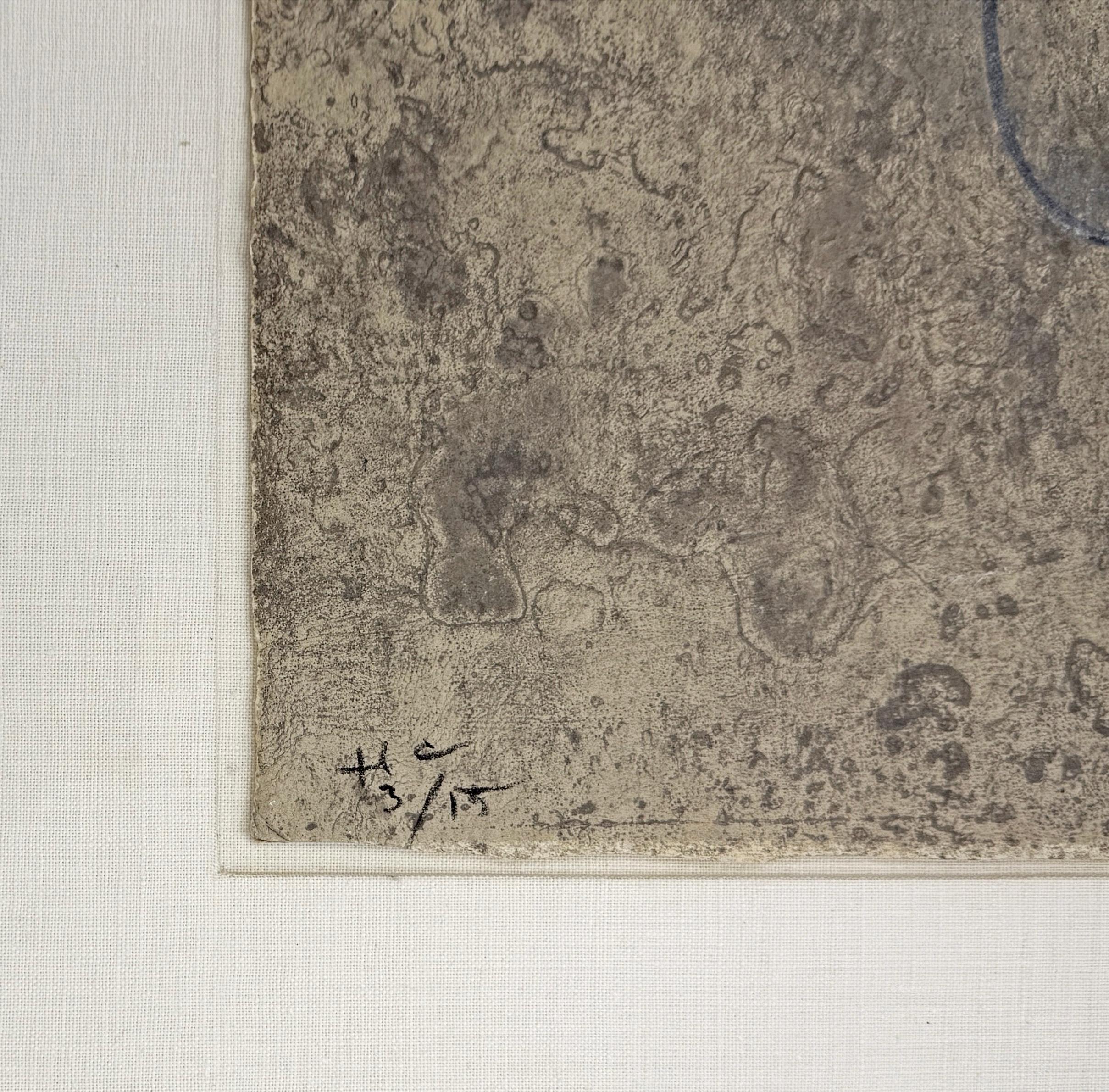 FIGURA DE HOMBRE EN AZUL CON FONDO GRIS (Expressionismus), Print, von Rufino Tamayo