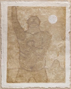 «Hombre con coraje», mixografía firmada y poco común sobre papel artesanal, Pereda 116, 1982