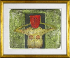 "Máscara Roja (Red Mask)" 1969 hand-signed numbered lithograph by Rufino Tamayo