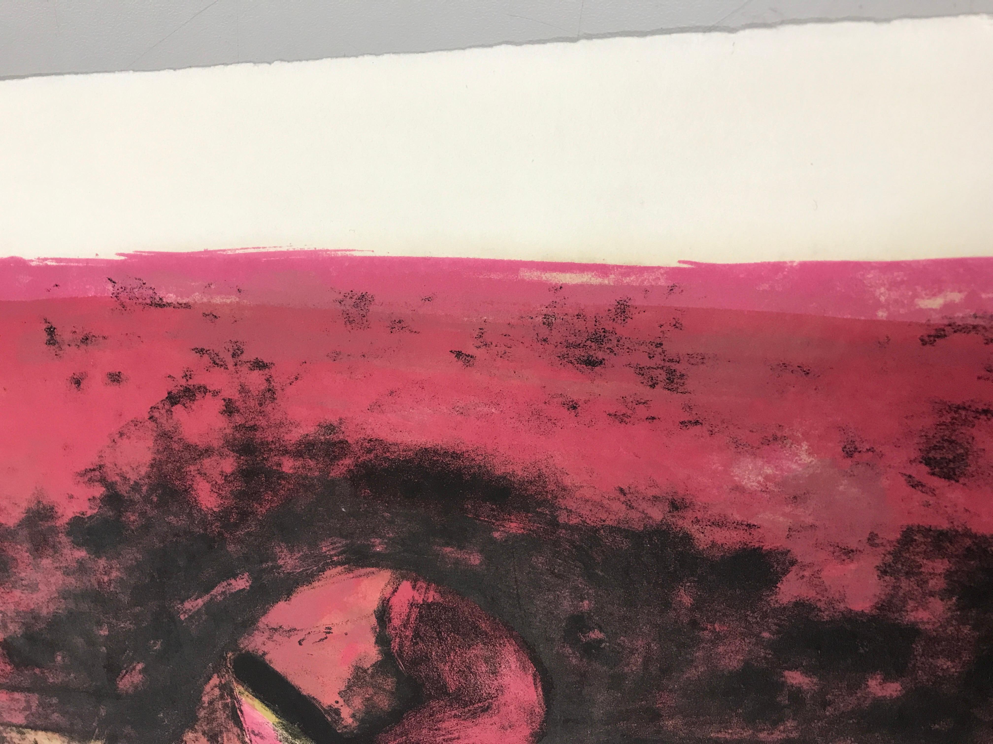 Mujer con Sandía - Pink Abstract Print by Rufino Tamayo