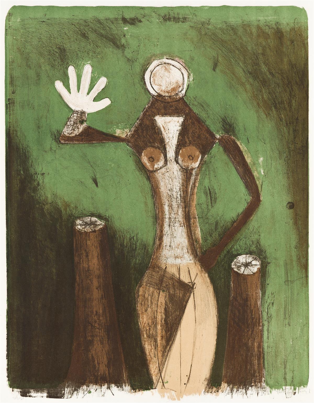 Abstract Print Rufino Tamayo - Femme en Lila