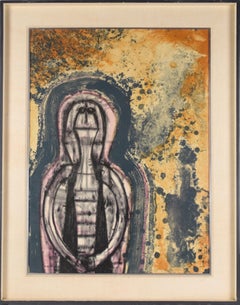 Vintage "Personaje en un Cueva" (Personage in a Cave) Surrealist Lithograph