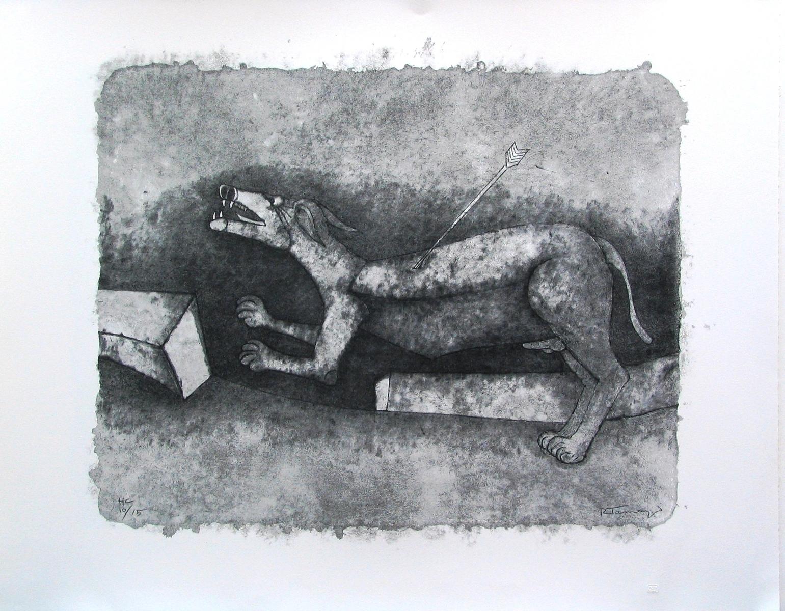 Mexican Artist ¨Perro Herido¨ signed limited edition original art lithograph - Print by Rufino Tamayo