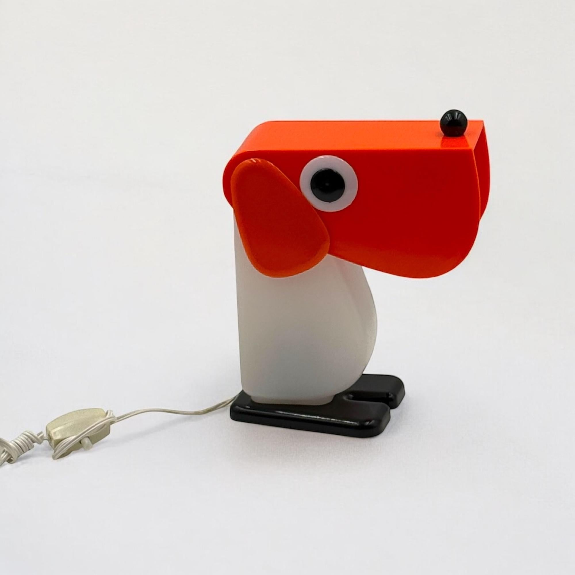 Mid-Century Modern Rufus Dog Lamp by Fernando Cassetta for Tacman Manara in Orange, 1970s