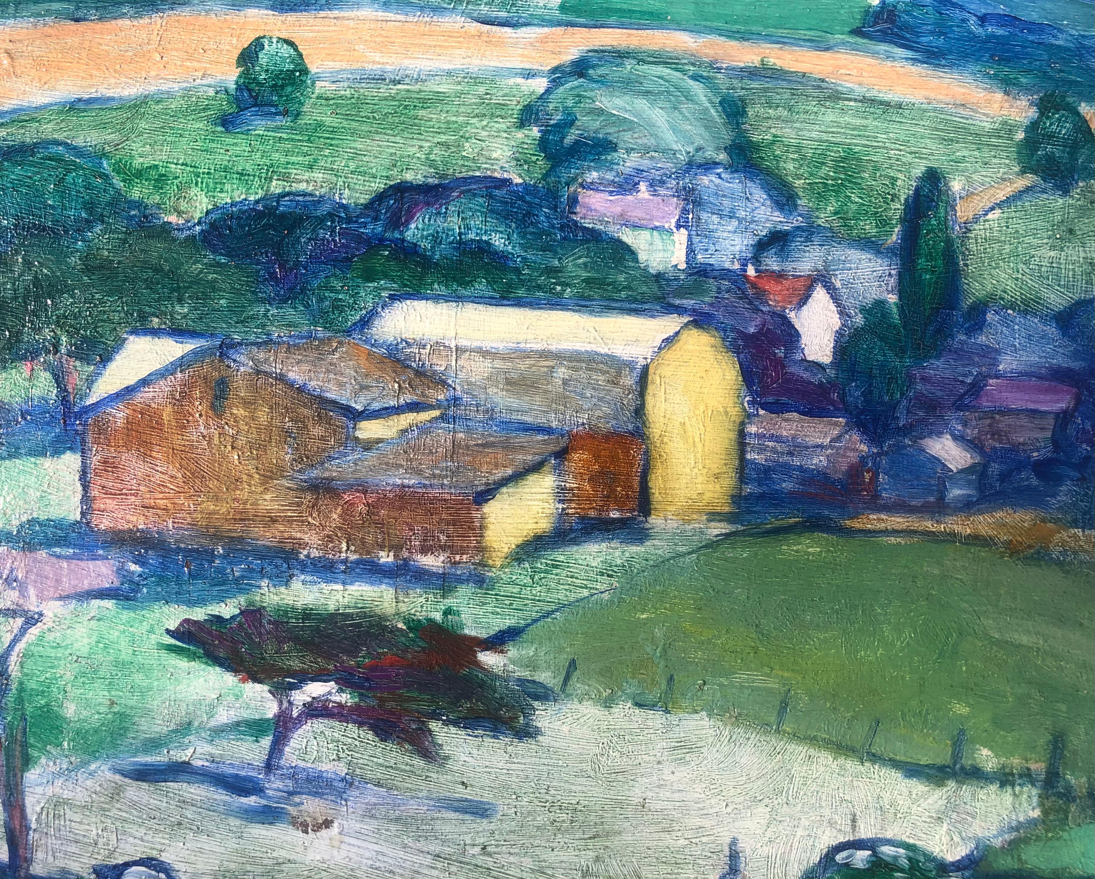  French Impressionist School O/B Landscape - 1911 - After Cezanne - Painting by Rufus Dryer