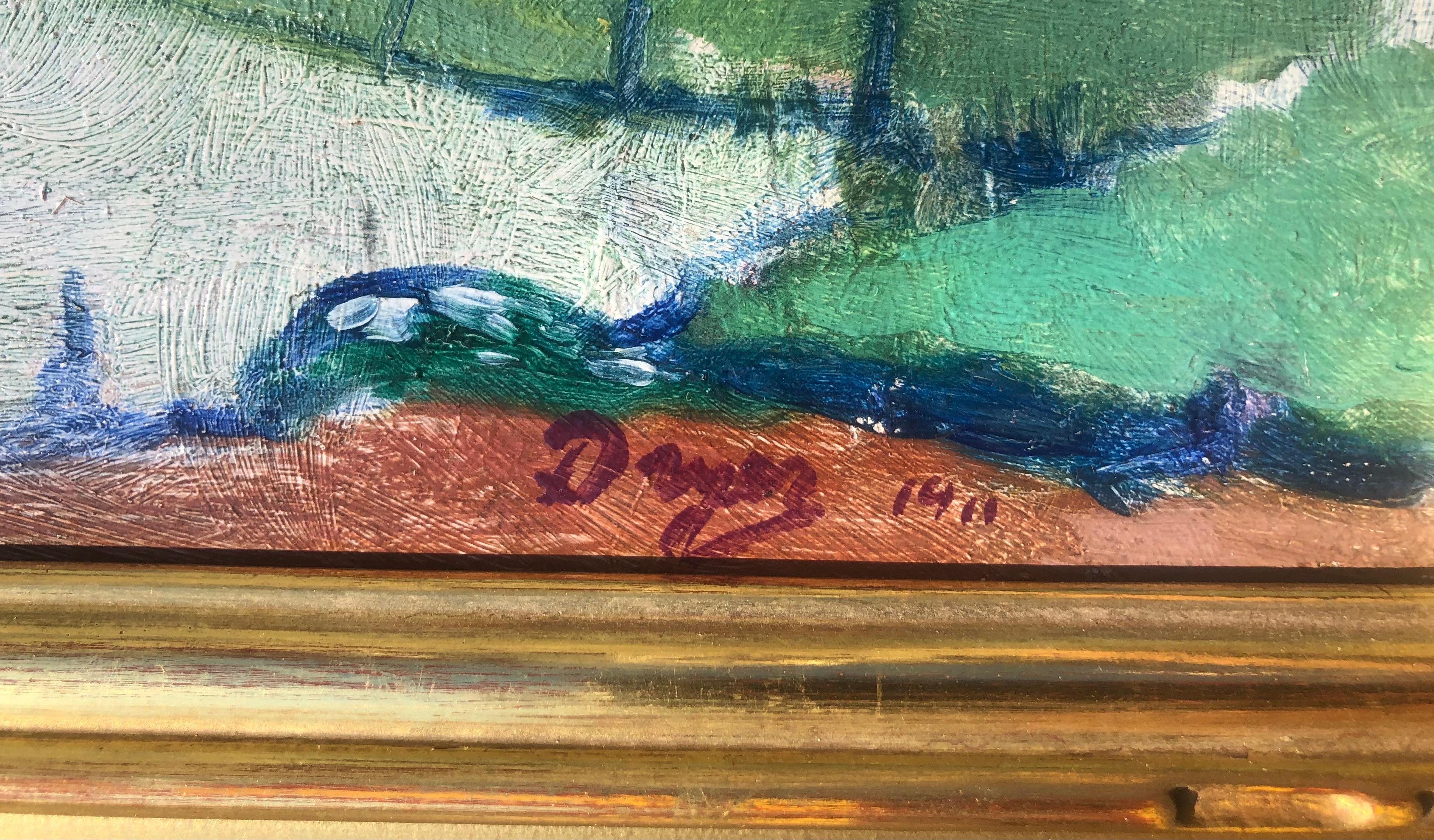  Französische impressionistische Schule des Impressionismus O/B Landschaft - 1911 - Nach Cezanne im Angebot 3