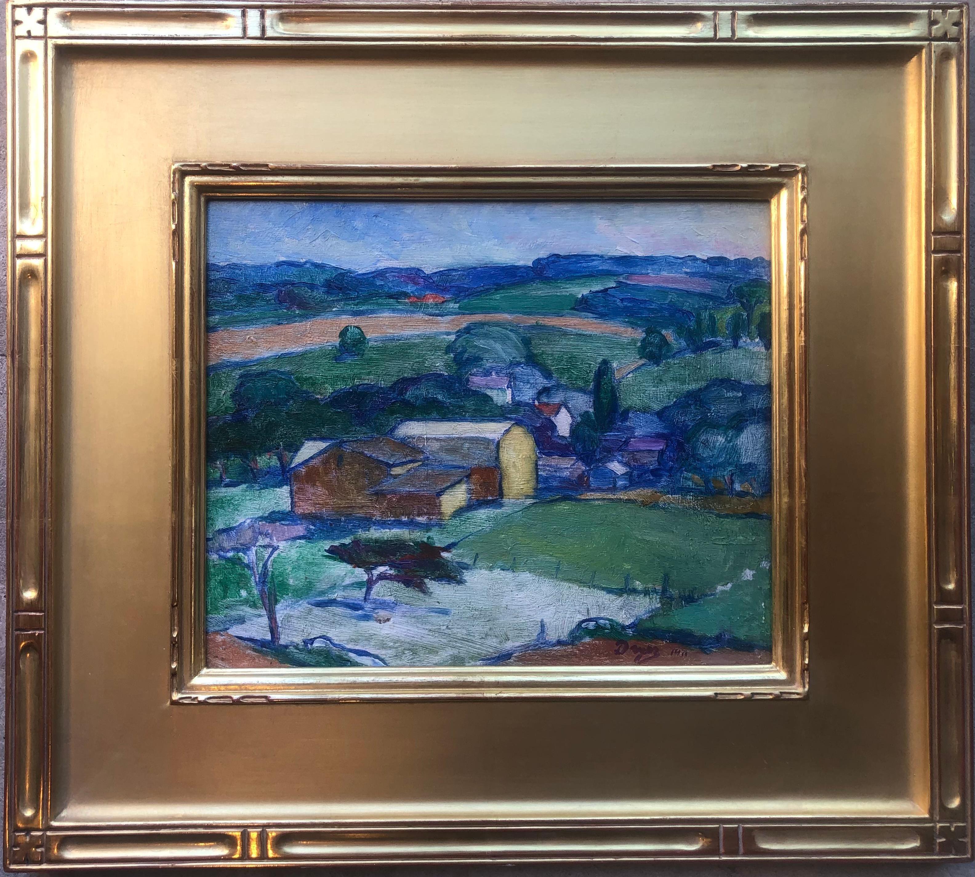  French Impressionist School O/B Landscape - 1911 - After Cezanne For Sale 2
