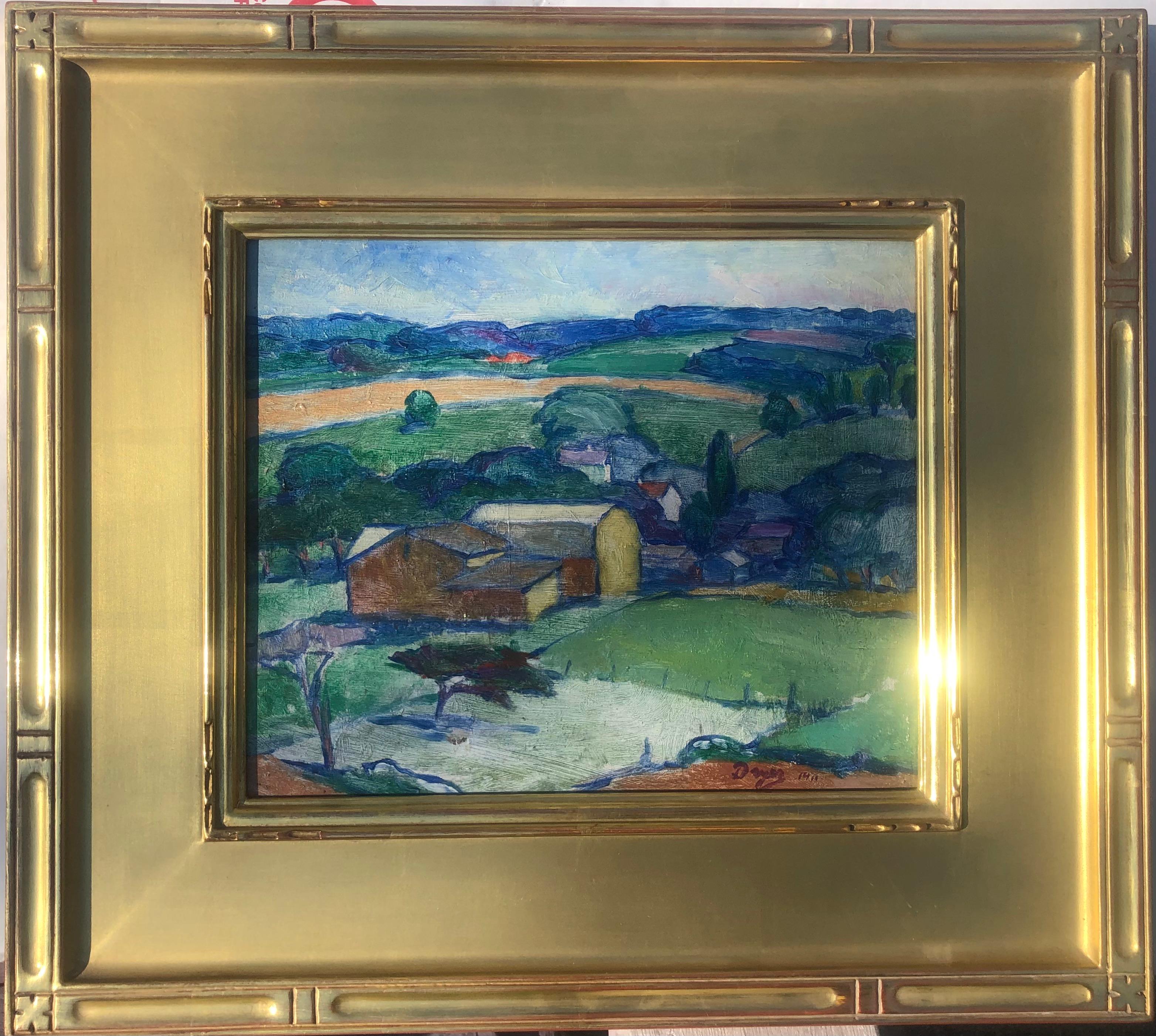 Rufus Dryer Landscape Painting –  Französische impressionistische Schule des Impressionismus O/B Landschaft - 1911 - Nach Cezanne
