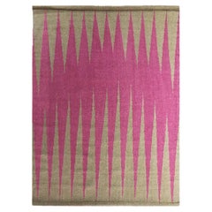 Rug 31st October - Wool Modern Geometric  Beige Fuchsia Dhurrie Carpet Handmade
