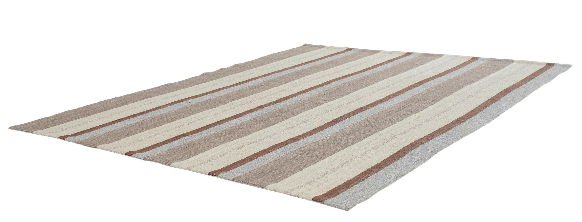 Hand-Woven Mid-Century Modern Style Minimalist Striped Flatweave Rug  For Sale