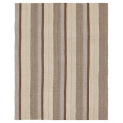 Mid-Century Modern Style Minimalist Striped Flatweave Rug 