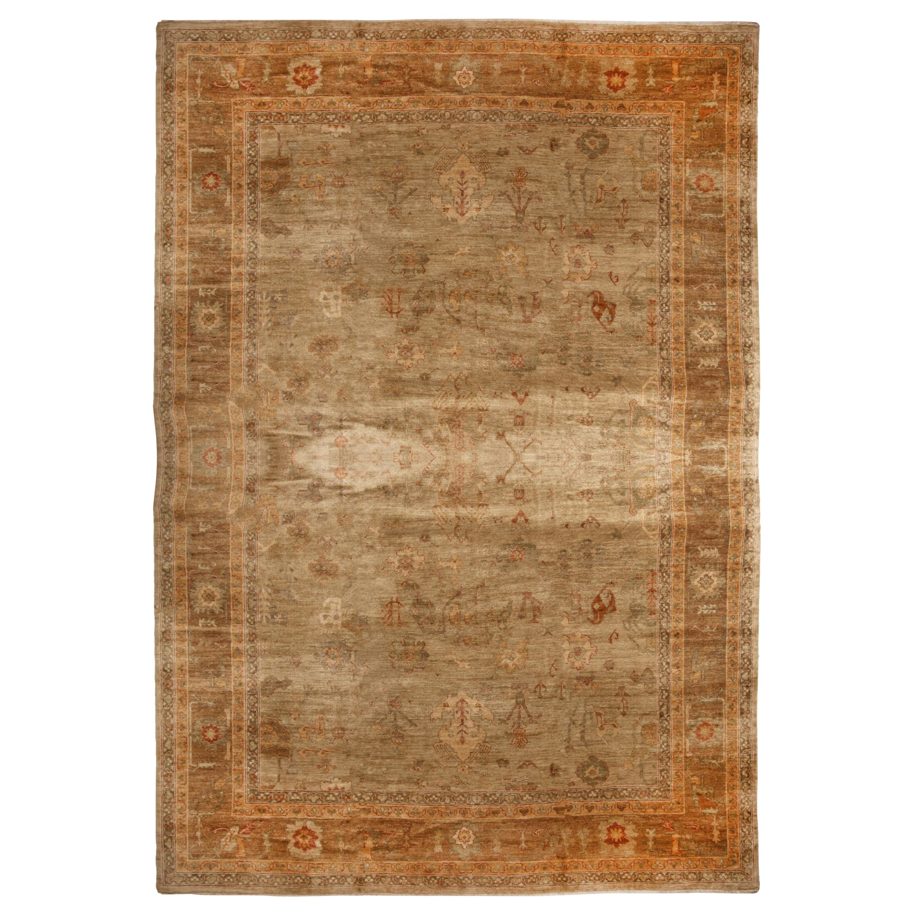 Tapis et tapis Kilim du 21e siècle d'inspiration Oushak à motifs floraux verts et orange