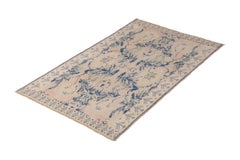 Rug & Kilim's Antique Agra Rug in Blue Cream Floral Pattern by Rug & Kilim