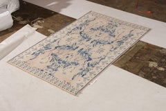 Rug & Kilim's Antique Agra Rug in Blue Cream Floral Pattern by Rug & Kilim