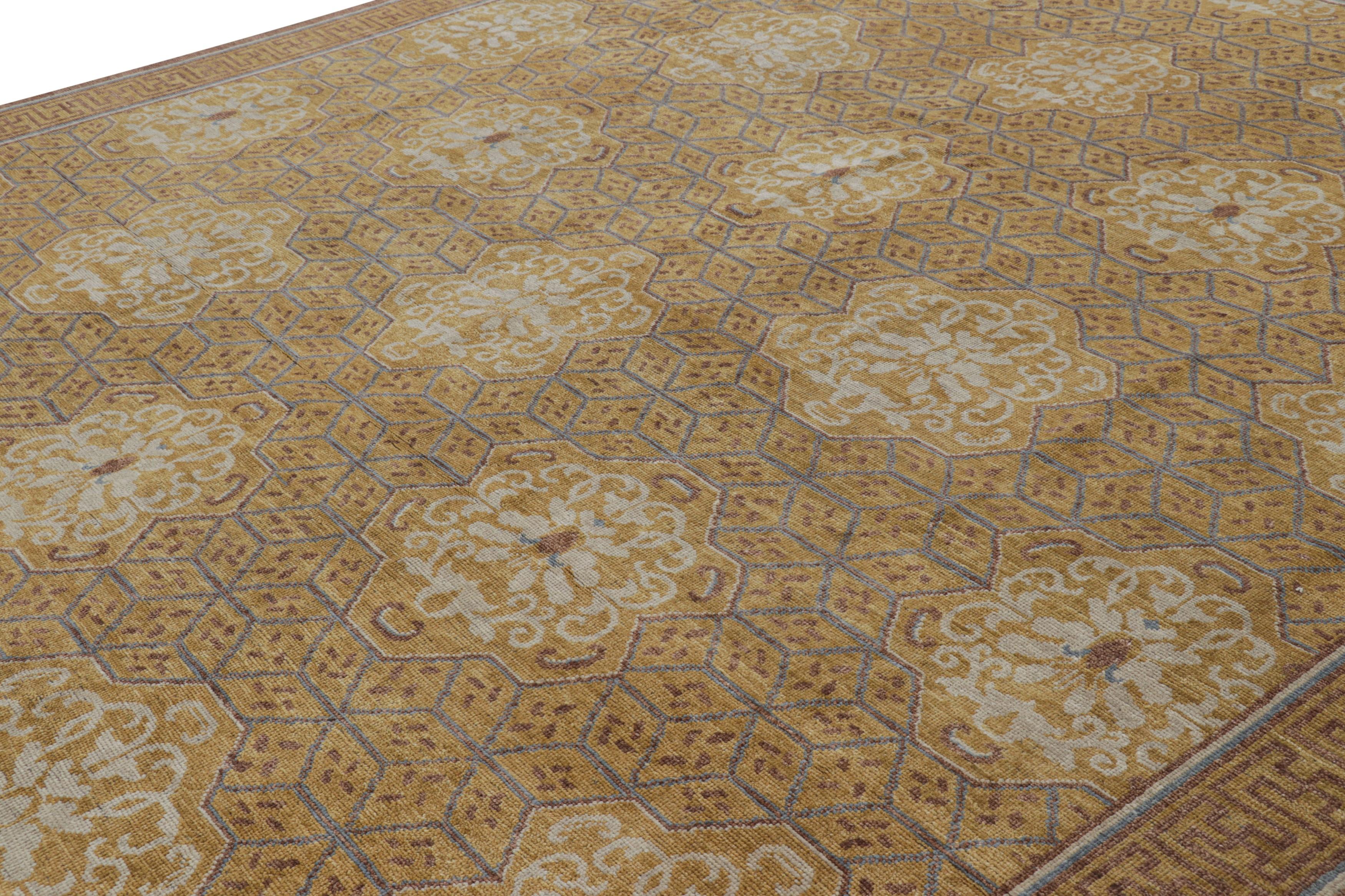 Hand-knotted in wool, this 12x15 rug is a grand new entry to Rug & Kilim’s repertoire of Burano and Modern Classic rugs.

On the Design

This rug enjoys a distinguished European interpretation of oriental motifs including the interlocking borders