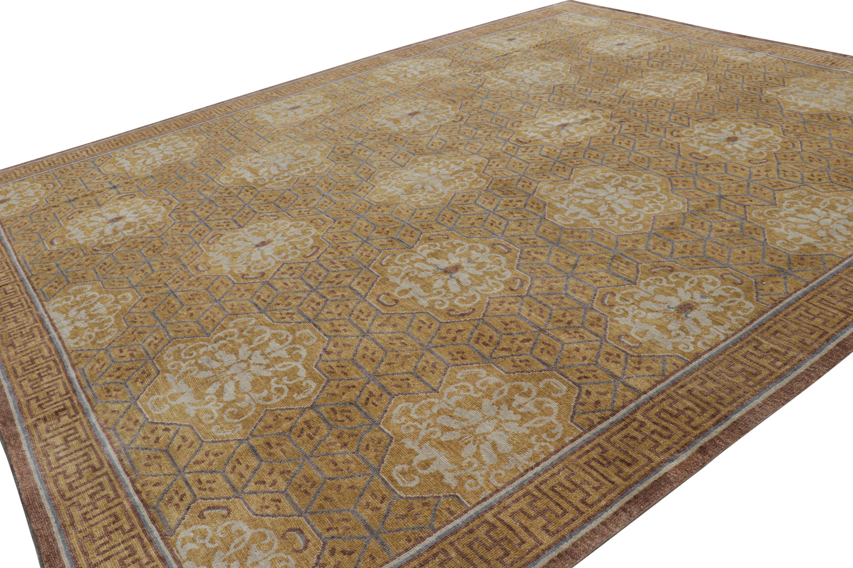 Rug and Kilim’s Burano Rug in Beige-brown with Geometric Patterns In New Condition For Sale In Long Island City, NY