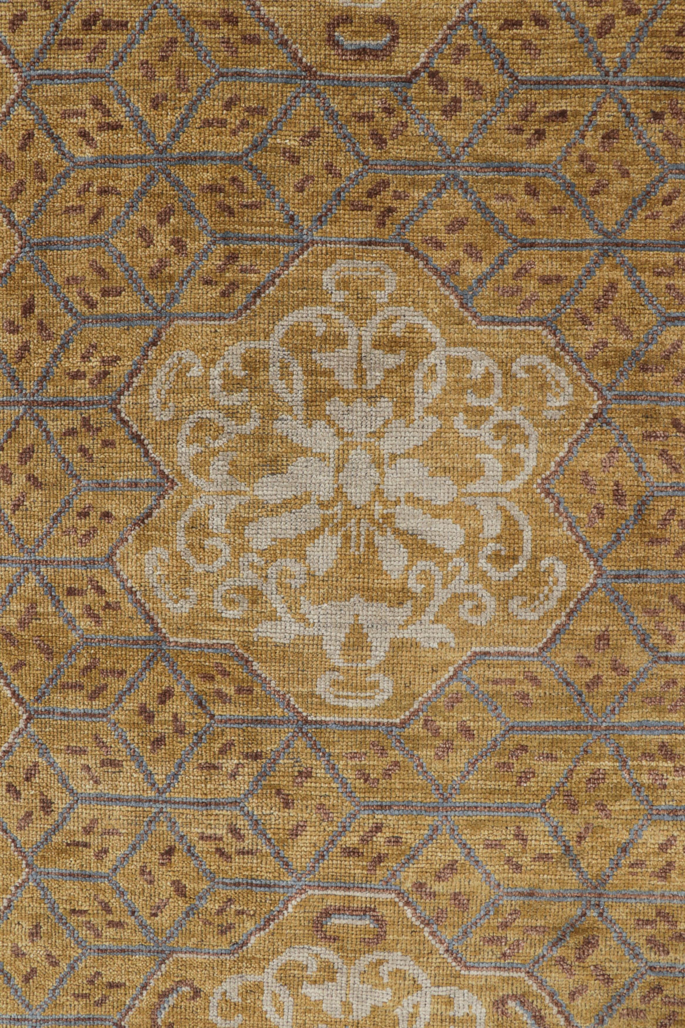 Contemporary Rug and Kilim’s Burano Rug in Beige-brown with Geometric Patterns For Sale