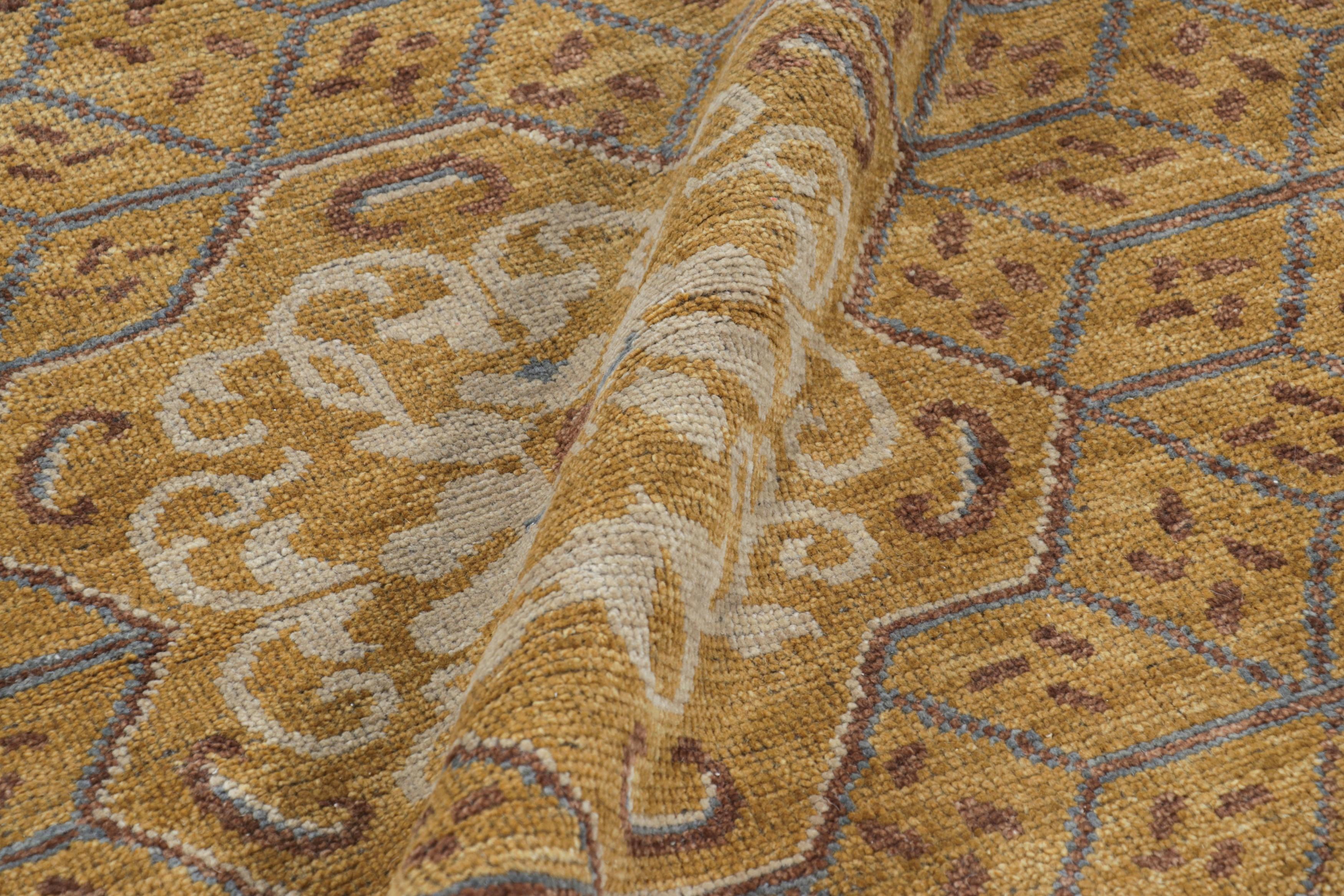 Wool Rug and Kilim’s Burano Rug in Beige-brown with Geometric Patterns For Sale