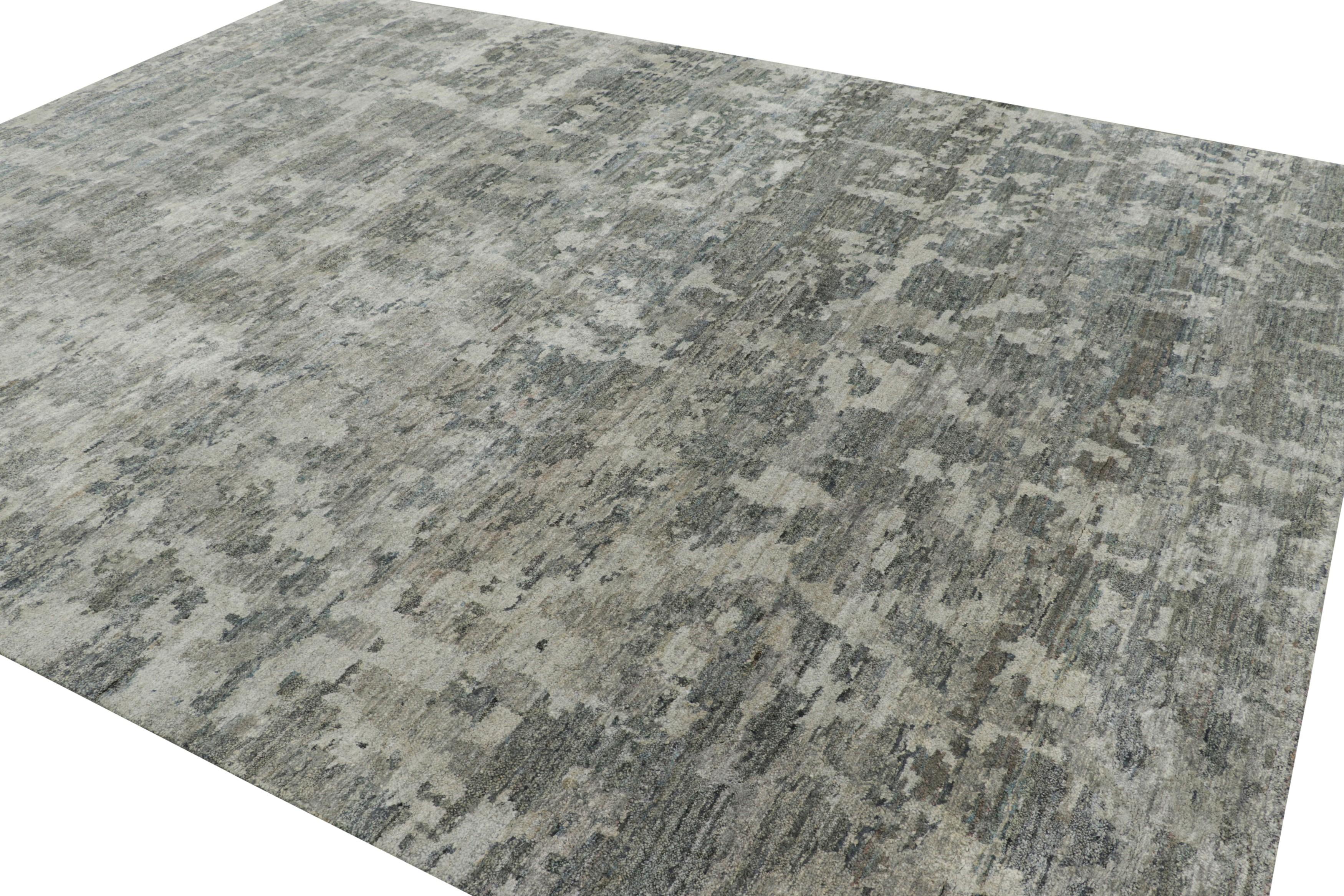 Rug and Kilim's Modern Rug in Grau mit abstrakten Mustern (Handgeknüpft) im Angebot