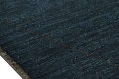 Rug & Kilim’s Moroccan Style Rug in Midnight Blue with Black Geometric Pattern