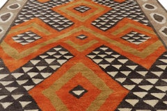 Rug and Kilim Southwestern Style Rug in Orange and Brown with Geometric Pattern