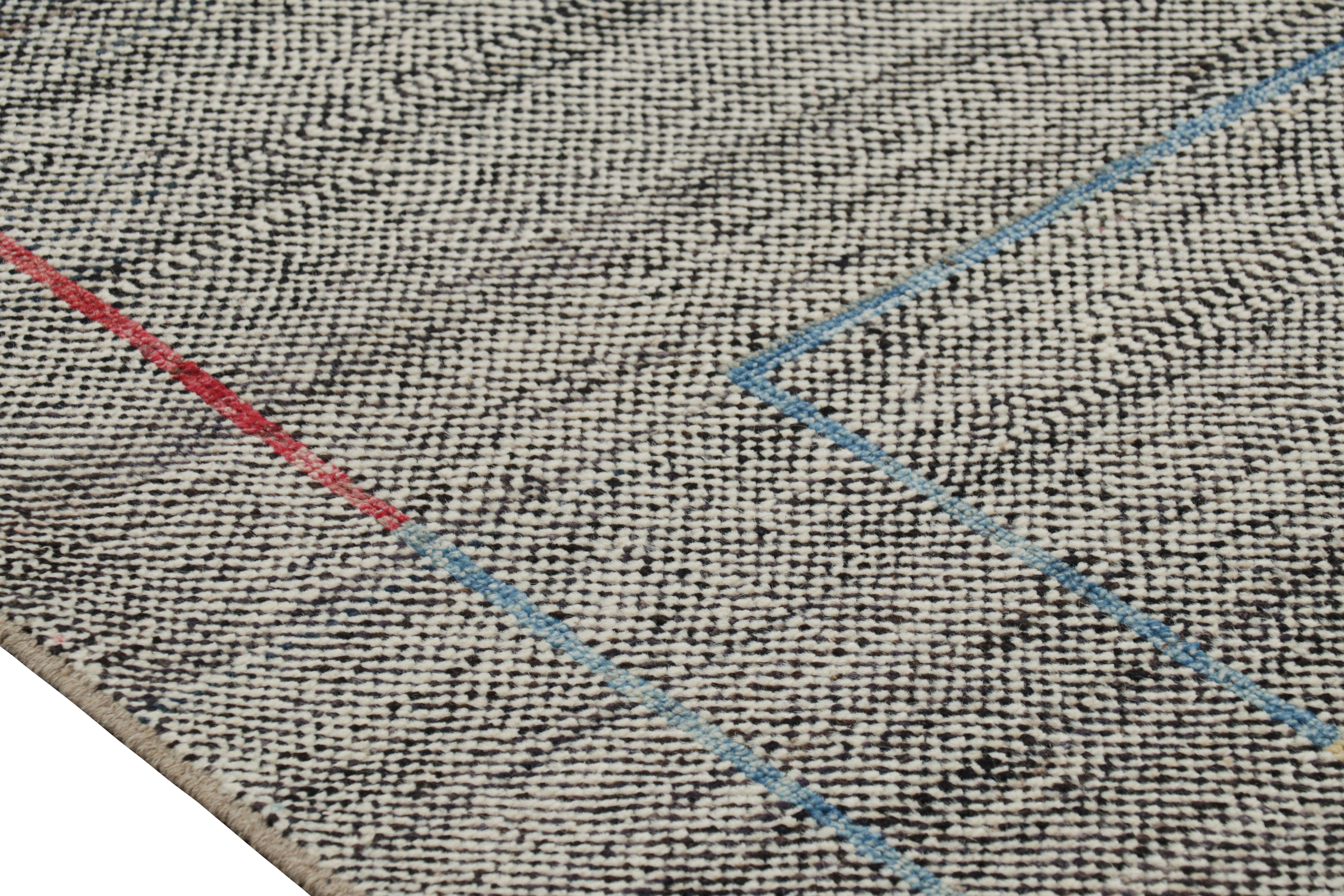 Modern Rug and Kilim’s Oversized Kilim in Black and White with Geometric Patterns For Sale