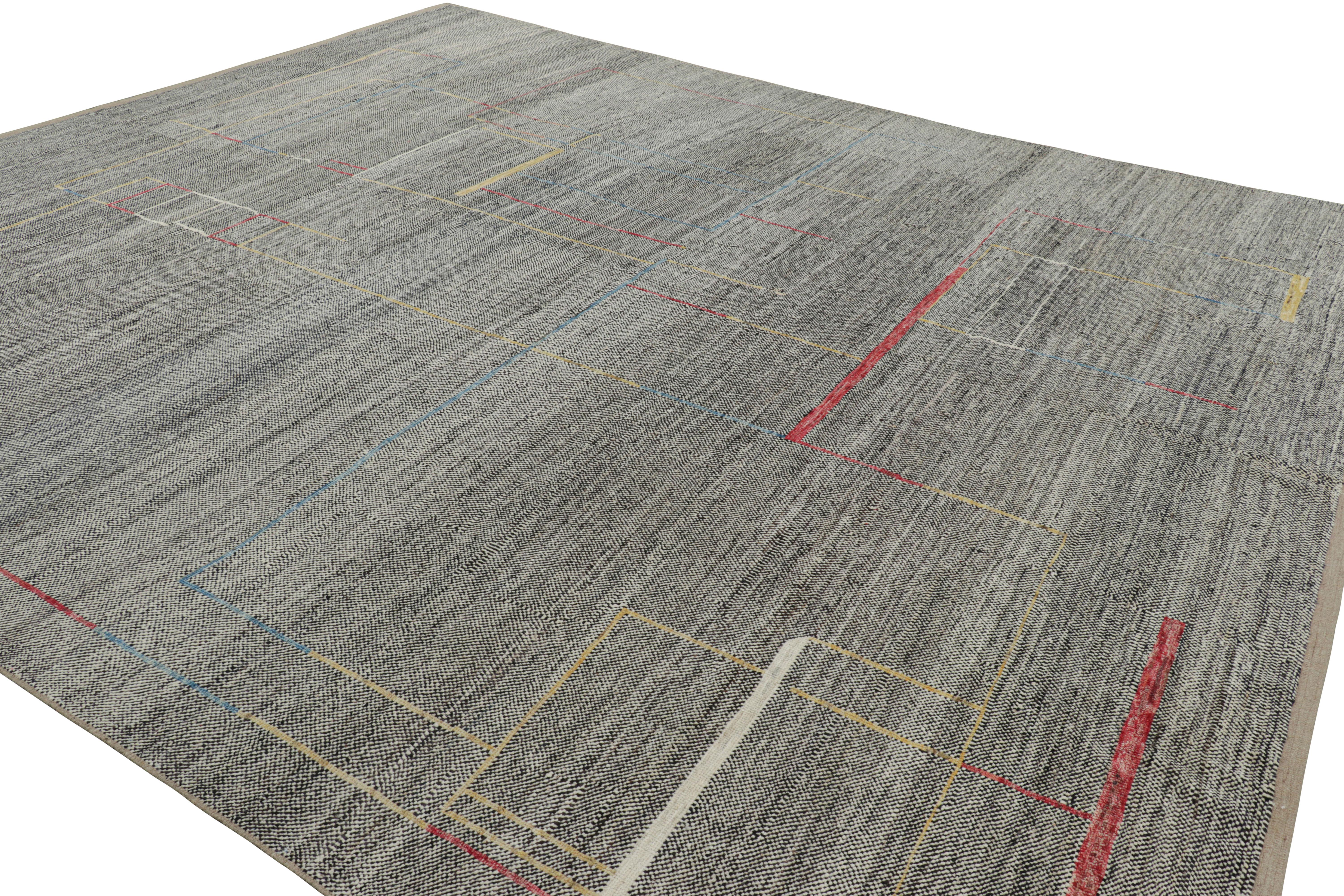 Hand-Woven Rug and Kilim’s Oversized Kilim in Black and White with Geometric Patterns For Sale