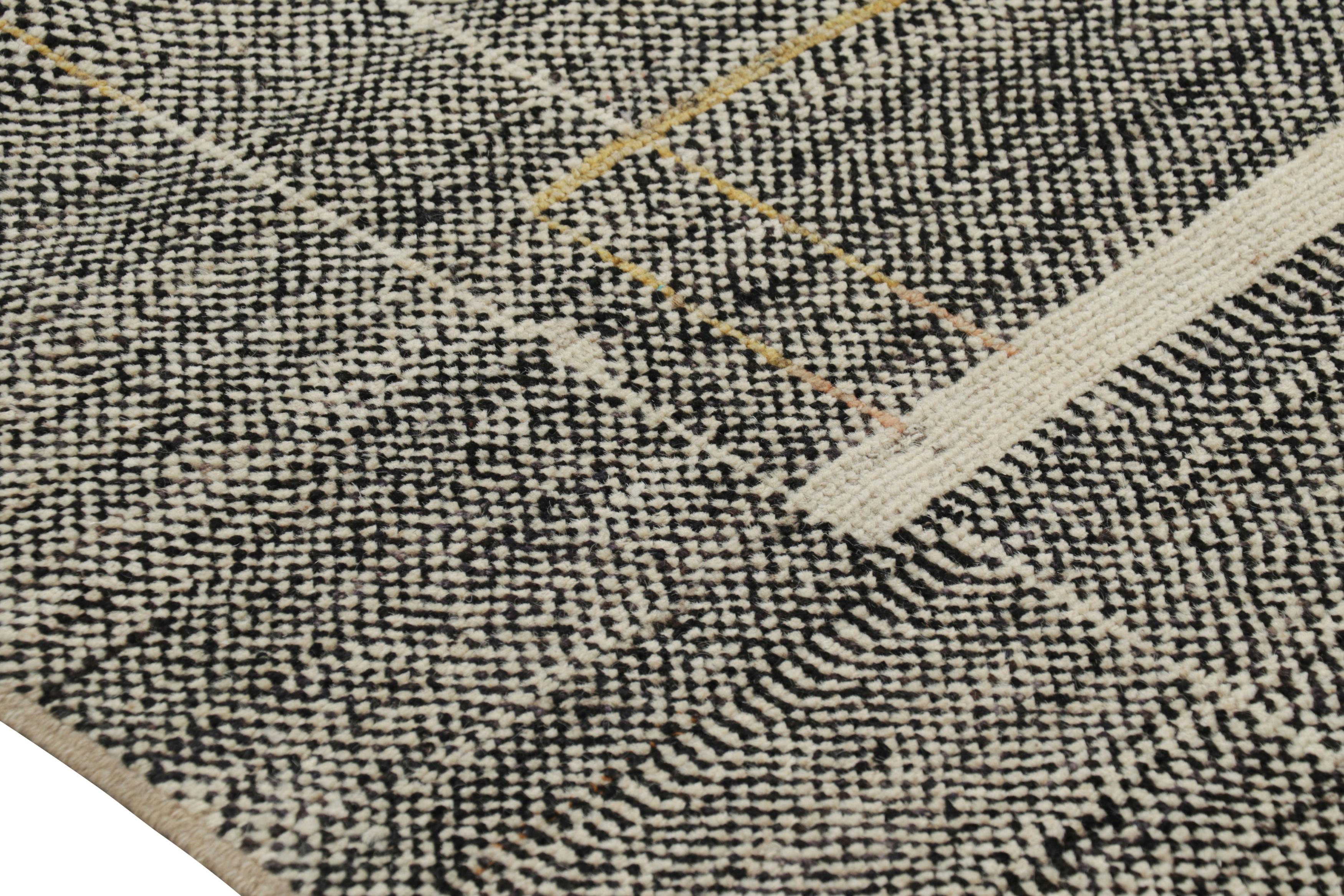 Contemporary Rug & Kilim’s Modern Rug, Black and White with Minimalist Geometric Patterns For Sale