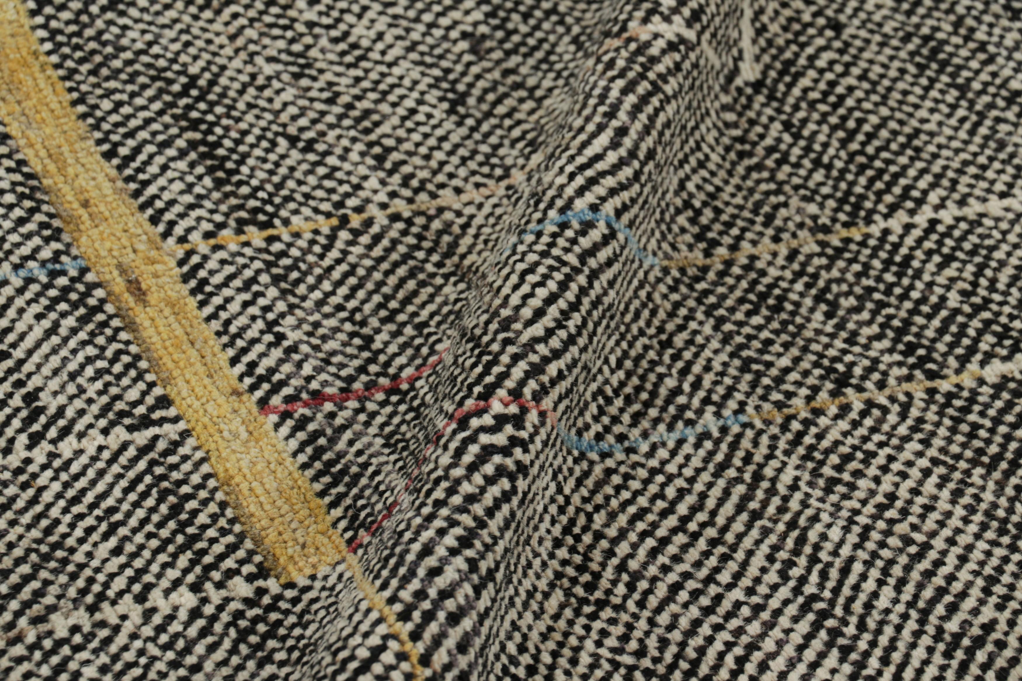 Wool Rug & Kilim’s Modern Rug, Black and White with Minimalist Geometric Patterns For Sale