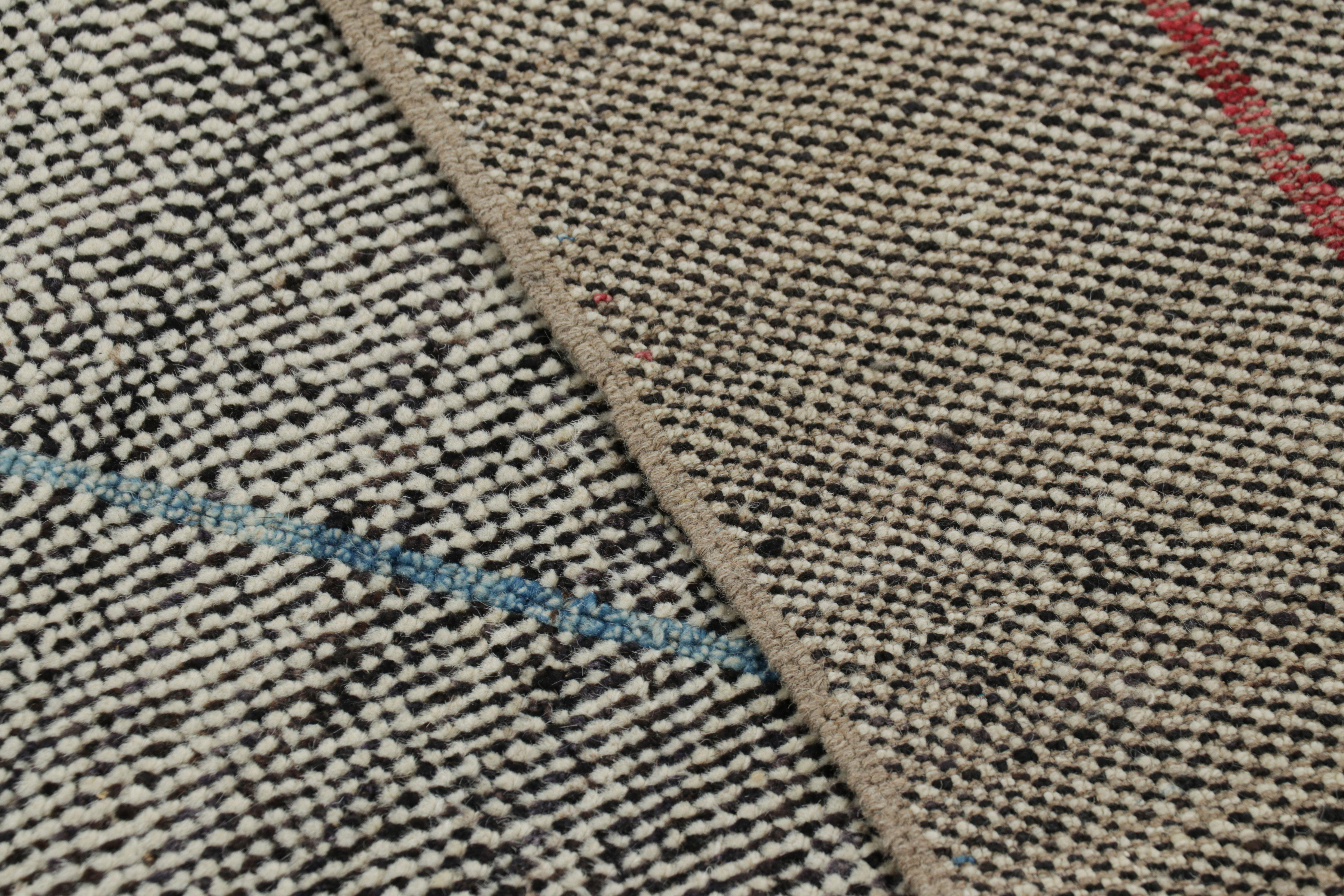 Wool Rug and Kilim’s Oversized Kilim in Black and White with Geometric Patterns For Sale
