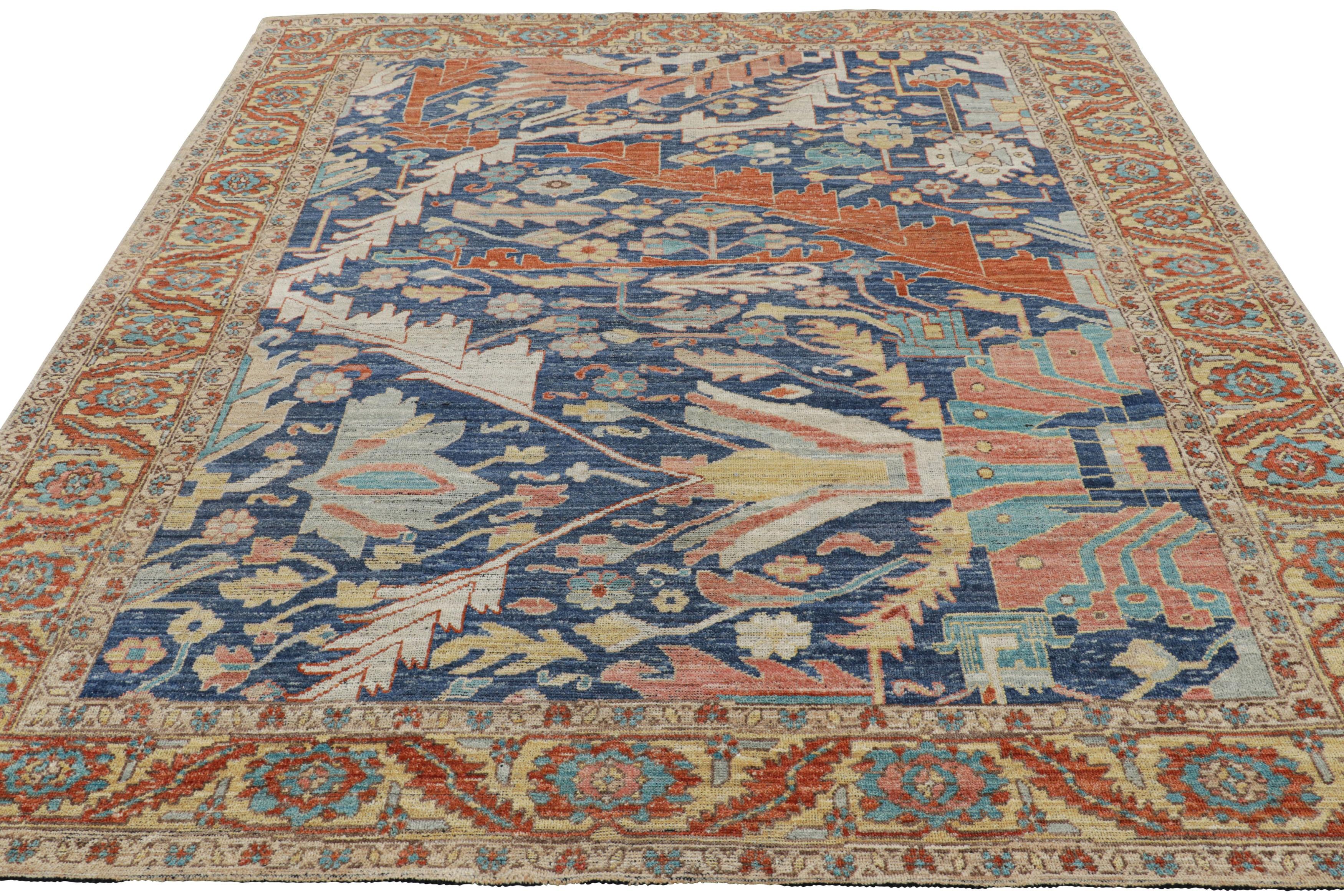 Alfombra persa Bakshaish de Rug & Kilim en azul marino con motivos florales Anudado a mano en venta