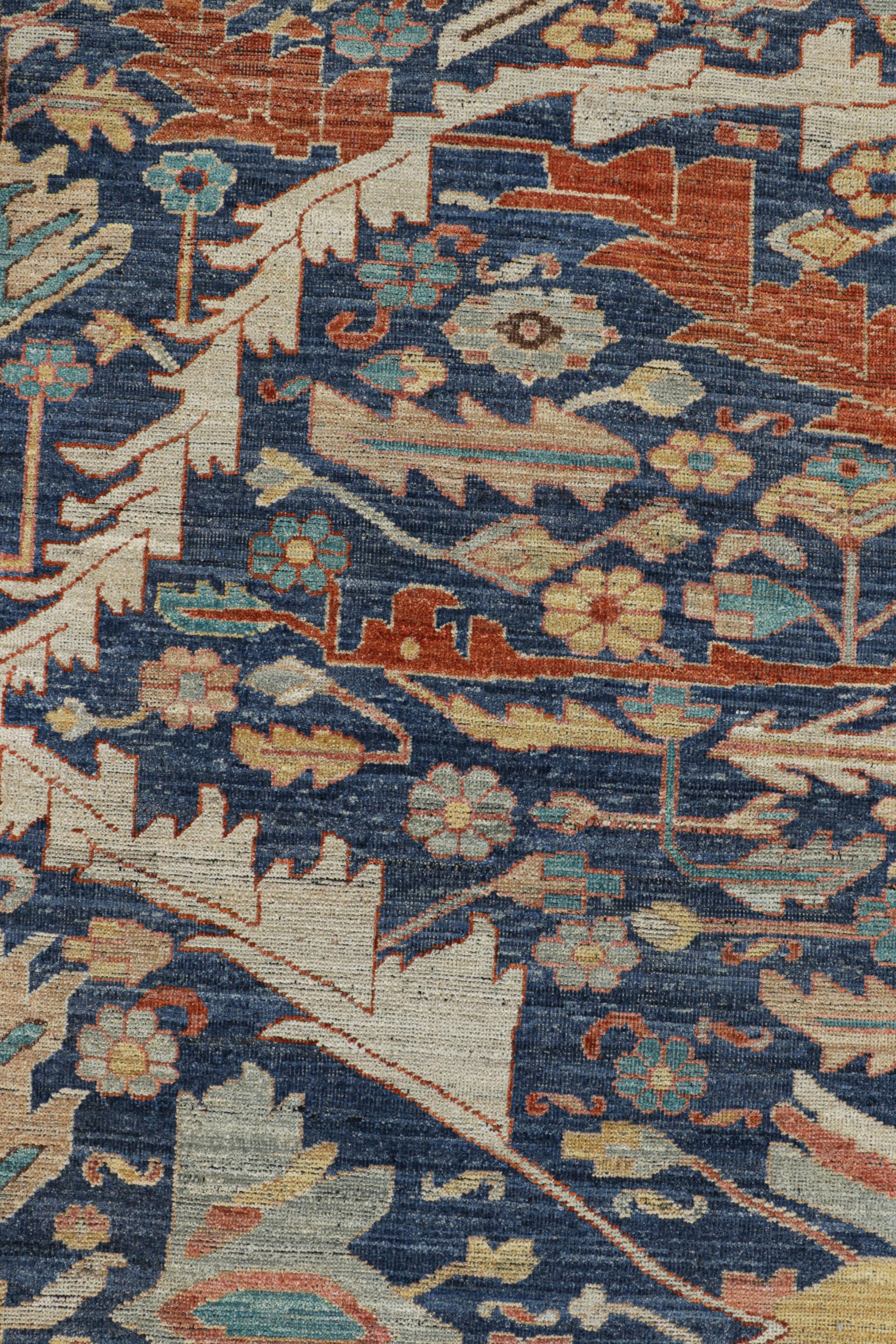 Alfombra persa Bakshaish de Rug & Kilim en azul marino con motivos florales Siglo XXI y contemporáneo en venta