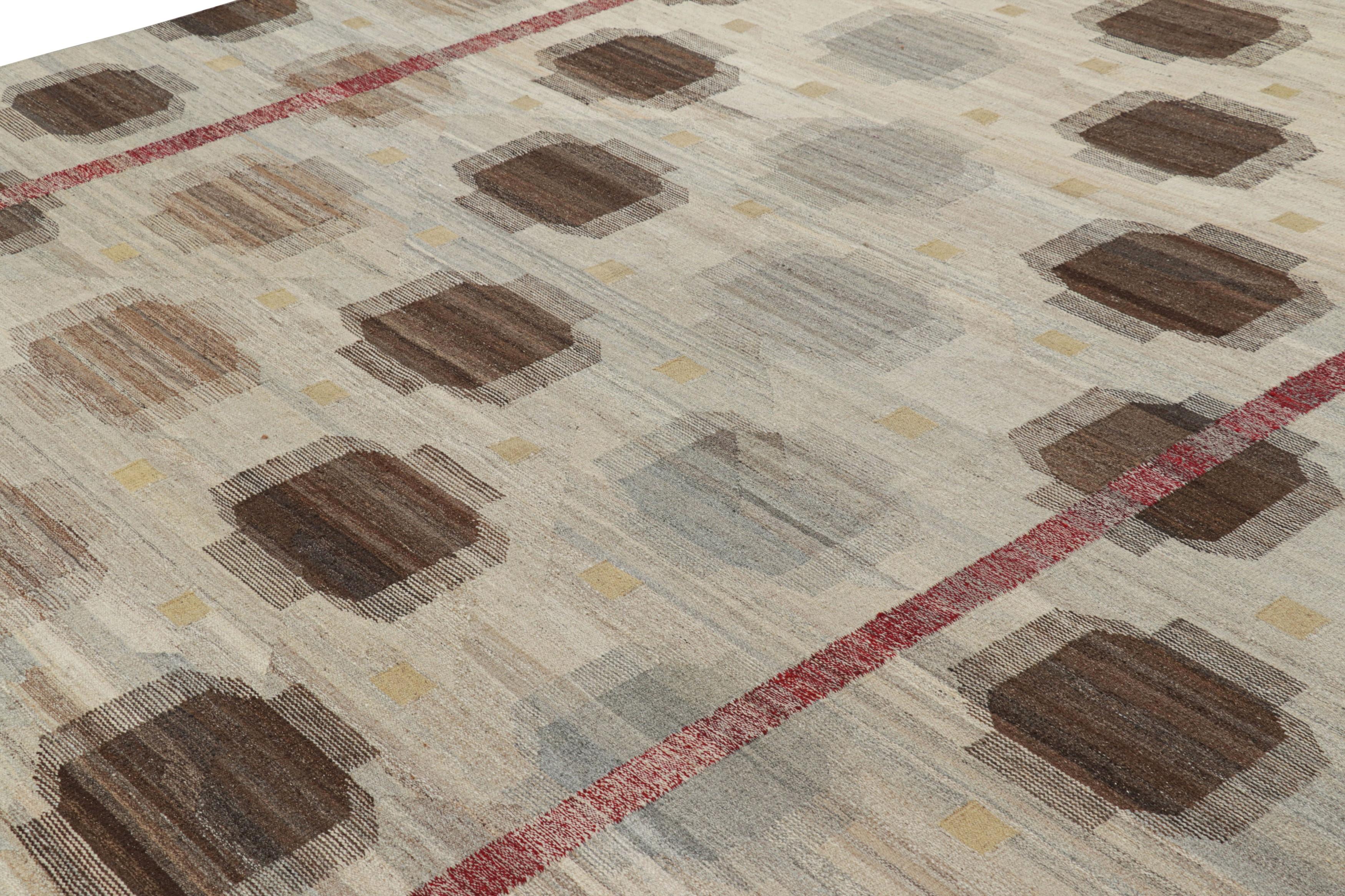 This 10x14 rug is a new addition to the flatweaves in Rug & Kilim’s award-winning Scandinavian rug collection, from a new, finer weave than our primary one and a new partner loom in our retinue. Made with handwoven wool and all-natural yarns, its