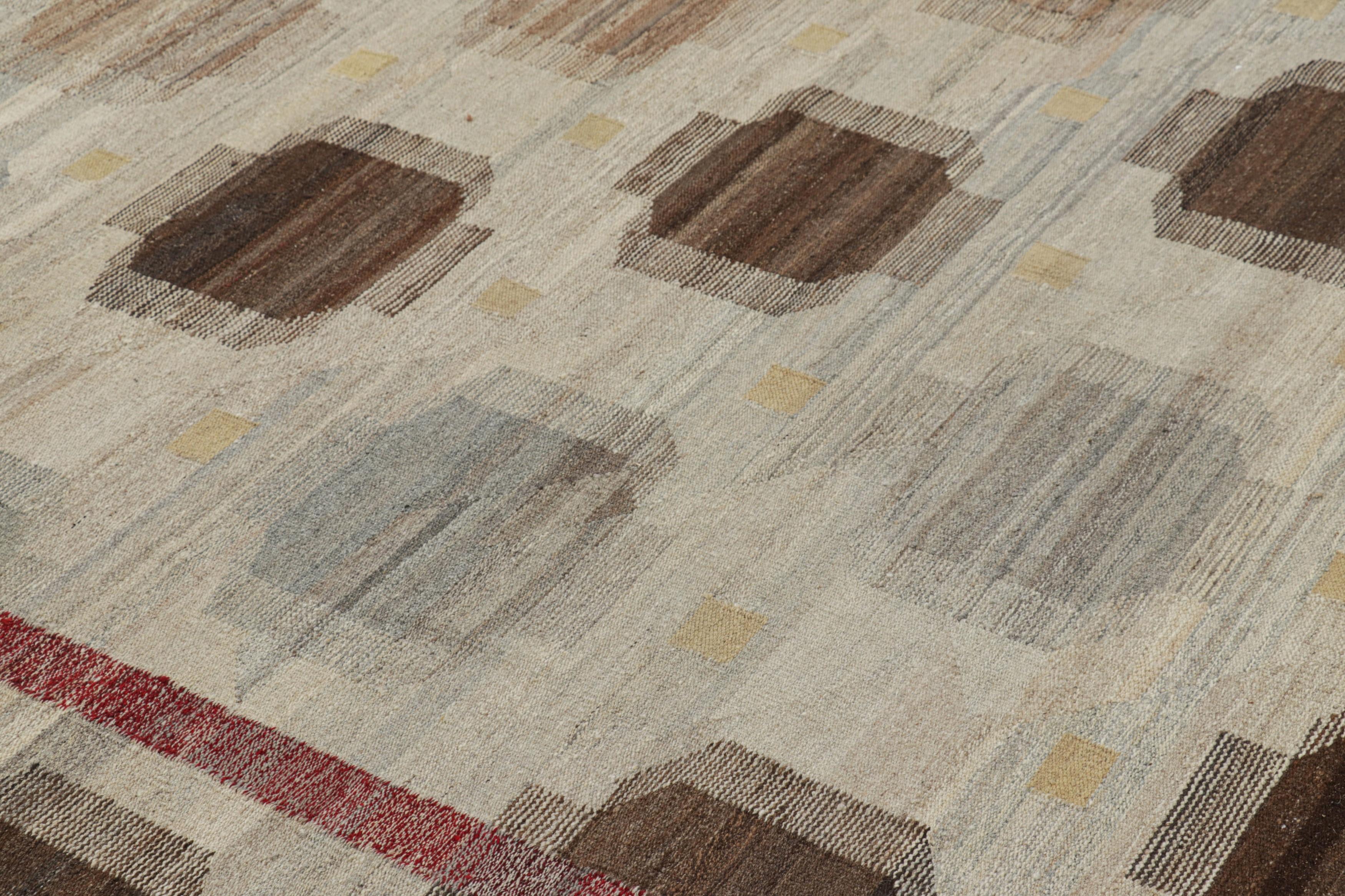 Contemporary Rug & Kilim’s Scandinavian Rug in Beige-Cream with Geometric Pattern For Sale