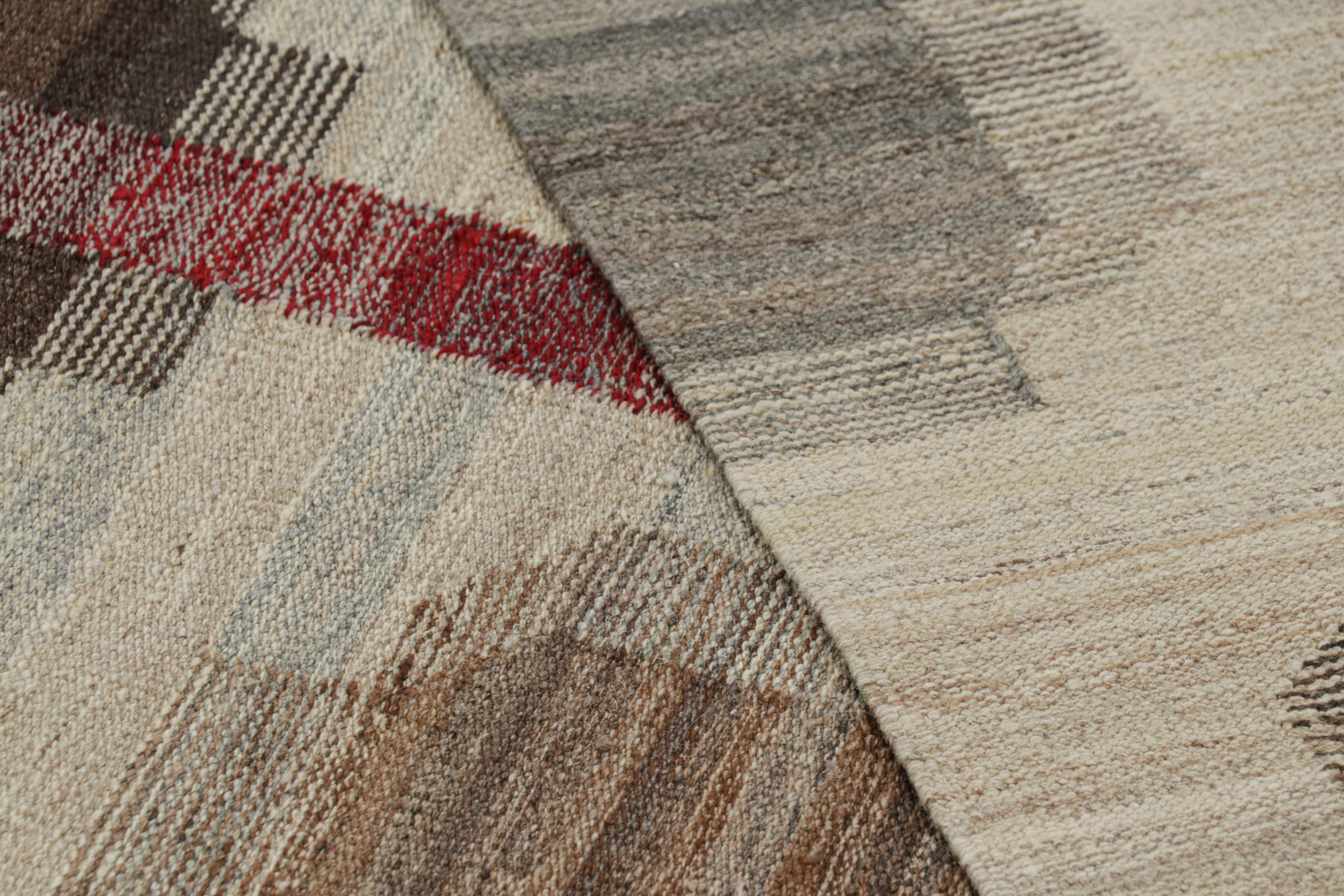 Wool Rug & Kilim’s Scandinavian Rug in Beige-Cream with Geometric Pattern For Sale