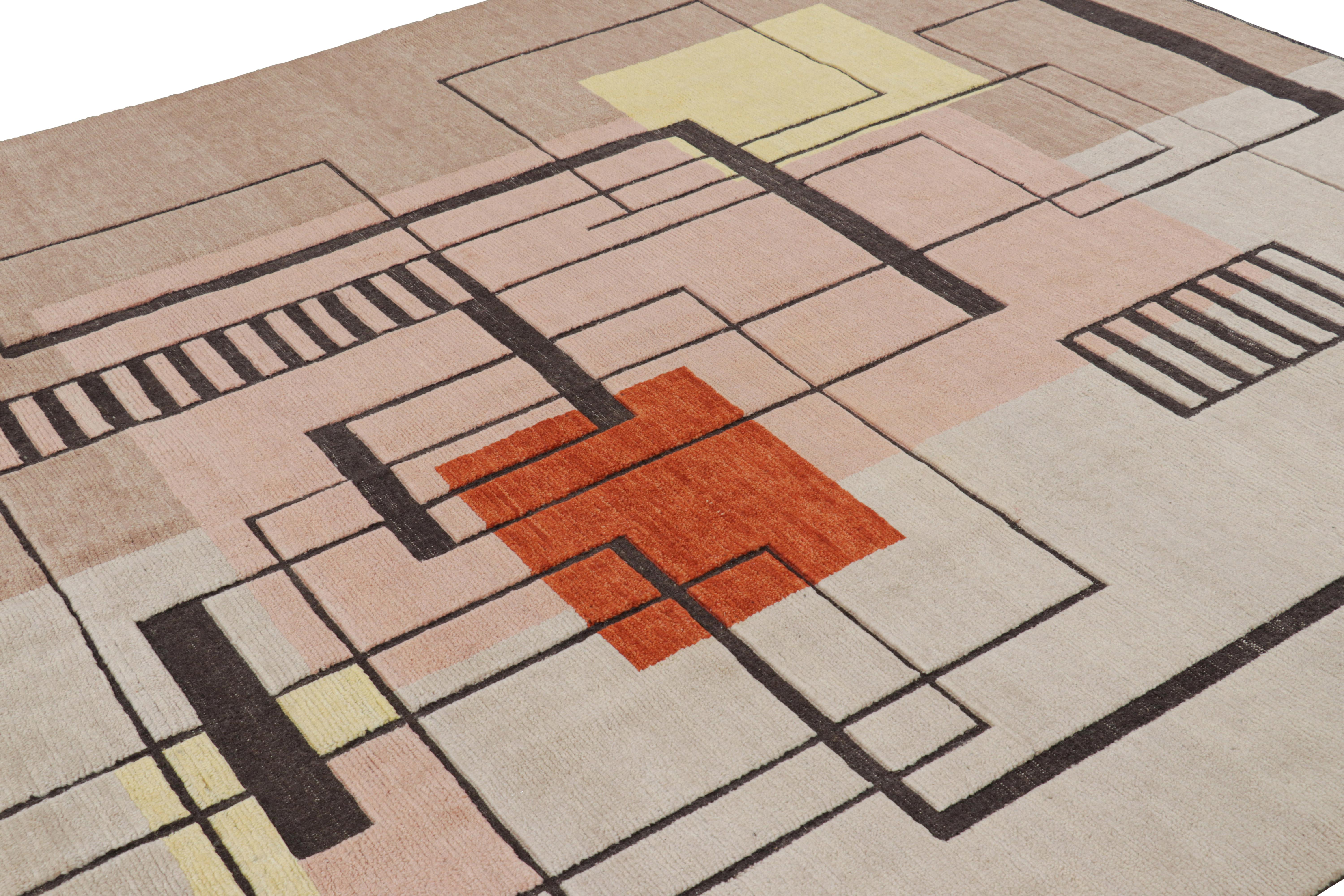 Noué à la main en laine, ce tapis 8x10 est un nouvel ajout à la collection de tapis scandinaves de Rug & Kilim - une réimagination contemporaine du minimalisme suédois et des tapis et textiles vintage des traditions Rollakan et Rya.

Sur le