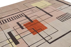 Rug and Kilim’s Scandinavian Style Rug in Beige with High-Low Geometric Patterns