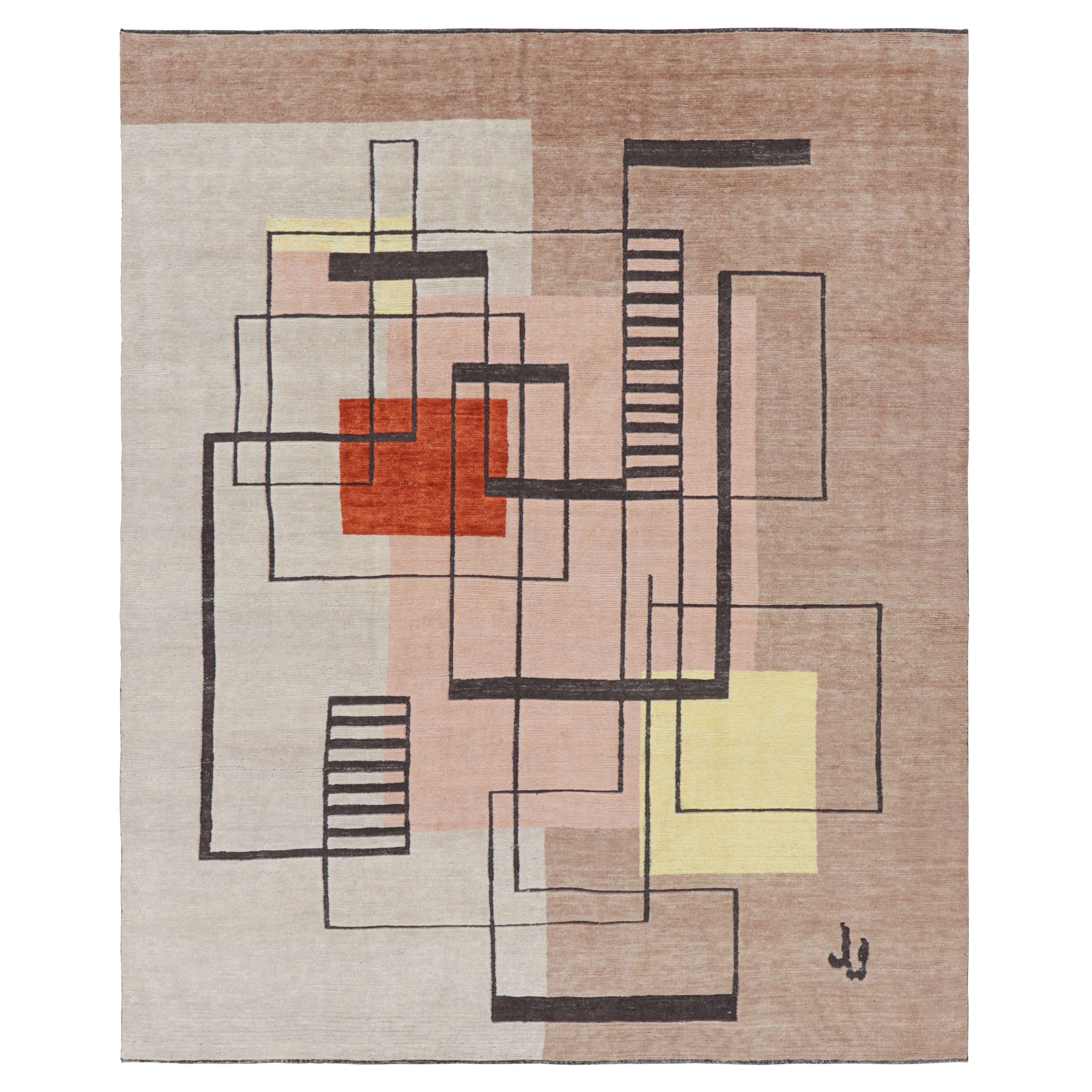 Rug 
Kilim
s Scandinavian Style Rug in Beige with High-Low Geometric Patterns (tapis de style scandinave à motifs géométriques)