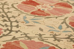 Rug and Kilim’s Suzani Style Rug in Beige with Floral Medallions