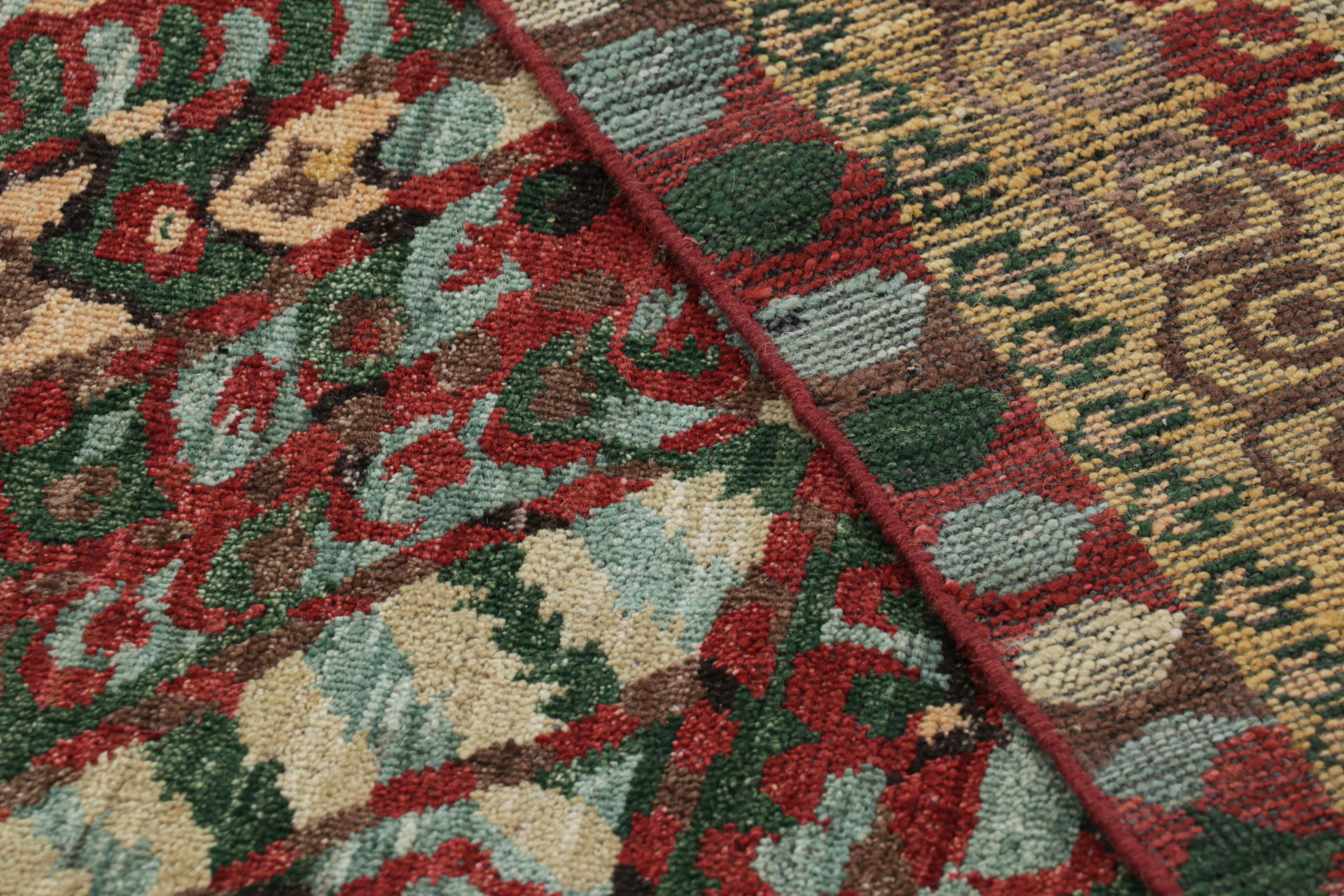 Wool Rug and Kilim’s Suzani Style Rug with Red, Green and Blue Geometric Patterns For Sale