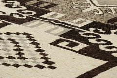 Rug and Kilim’s Tribal Style Kilim in Cream and Brown with Medallions