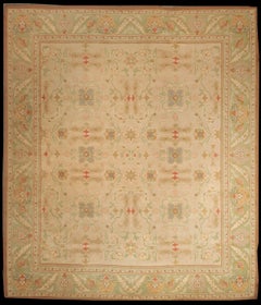 Rug and Kilim’s Vintage Oushak Rug in Green and Purple Floral Pattern