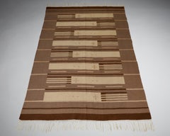 Vintage 1930s Finnish Wool Rug – Art Deco Influenced Flat-Weave Design