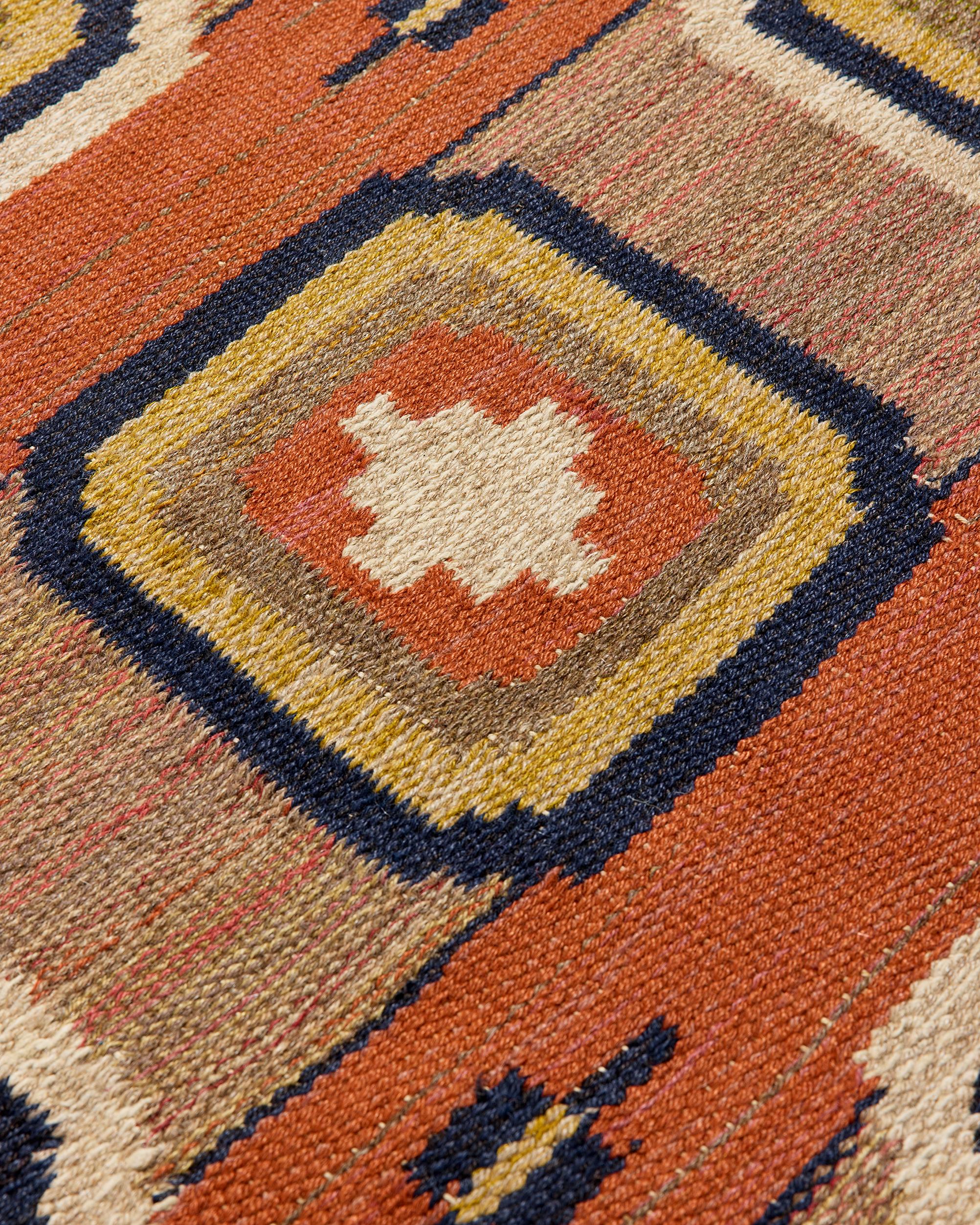 Rectangular orange Swedish rug from the 1930 For Sale 1
